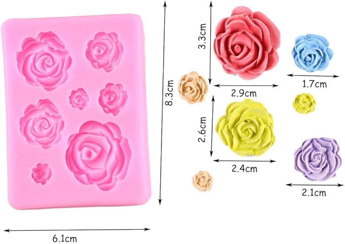 3D Rose Silicone Mold – Multi-Size Flower Cake Decorating Mold for Fondant, Chocolate, Icing, Jelly, DIY Crafts