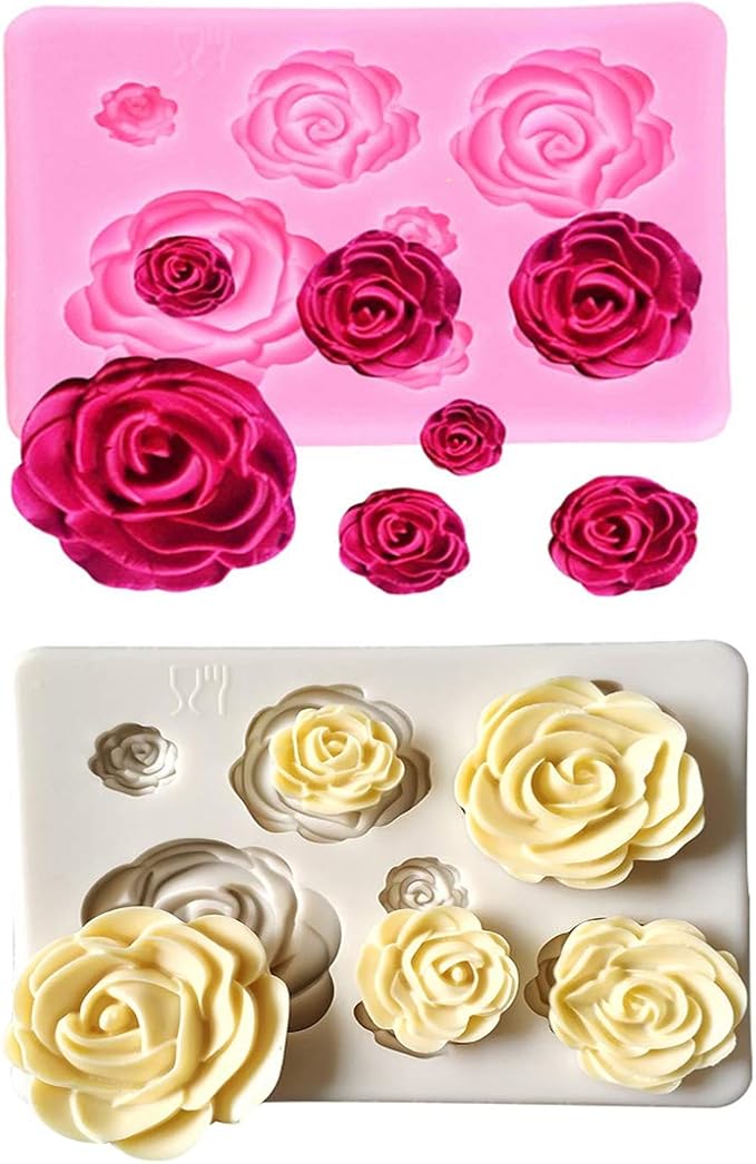 3D Rose Silicone Mold – Multi-Size Flower Cake Decorating Mold for Fondant, Chocolate, Icing, Jelly, DIY Crafts
