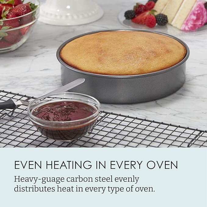 3-Piece Round Cake Pan Set – Nonstick Carbon Steel Baking Pans (6" 8" 10") – Durable Layer Cake Mold for Oven Use