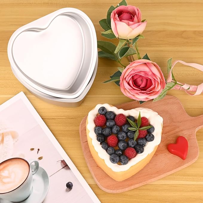 6 Inch Heart Cake Pan, Set of 2 Heart Shaped Cake Pans with 60 Pieces Parchment Paper, Non-stick Cake Baking Pans for Kitchen Birthday Wedding