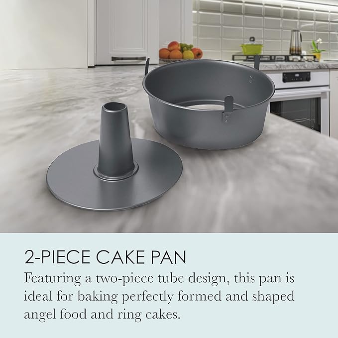 10.2" Removable Bottom Angel Food Cake Pan – Tube Pan with Cooling Legs, Nonstick Chiffon Cake Mold for Baking