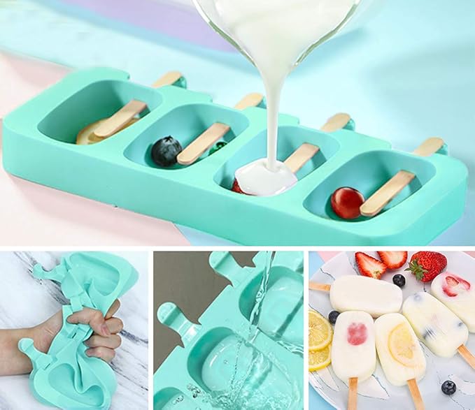 Popsicles Molds,2 Pack Homemade Cake Pop Molds, Reusable Silicone Ice Pop Cream/ Cakesicle Maker Molds