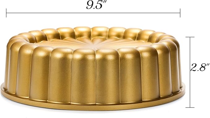 9.5 Inch Charlotte Cake Pan, Reusable Mold Fluted Cake Pan, Nonstick Aluminium Cake Mold with Flower Shape for Cheese Cake, Chocolate Cake, Strawberry Shortcake, Brownie Tart Pie