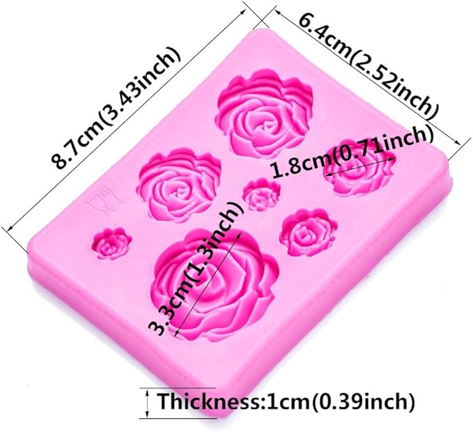 3D Rose Silicone Mold – Multi-Size Flower Cake Decorating Mold for Fondant, Chocolate, Icing, Jelly, DIY Crafts