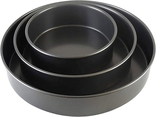 3-Piece Round Cake Pan Set – Nonstick Carbon Steel Baking Pans (6" 8" 10") – Durable Layer Cake Mold for Oven Use