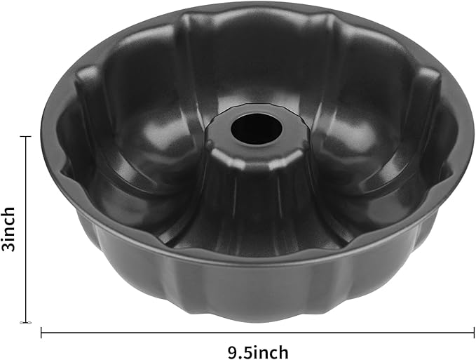 9.5" Non-stick Cake Pan, Heavy Duty Carbon Steel Fluted Tube Round Baking Pan, Pound Cake Pan Mold,Tube Bakeware,Baking Mold for Jello,Gelatin,Chocoflan,Flan