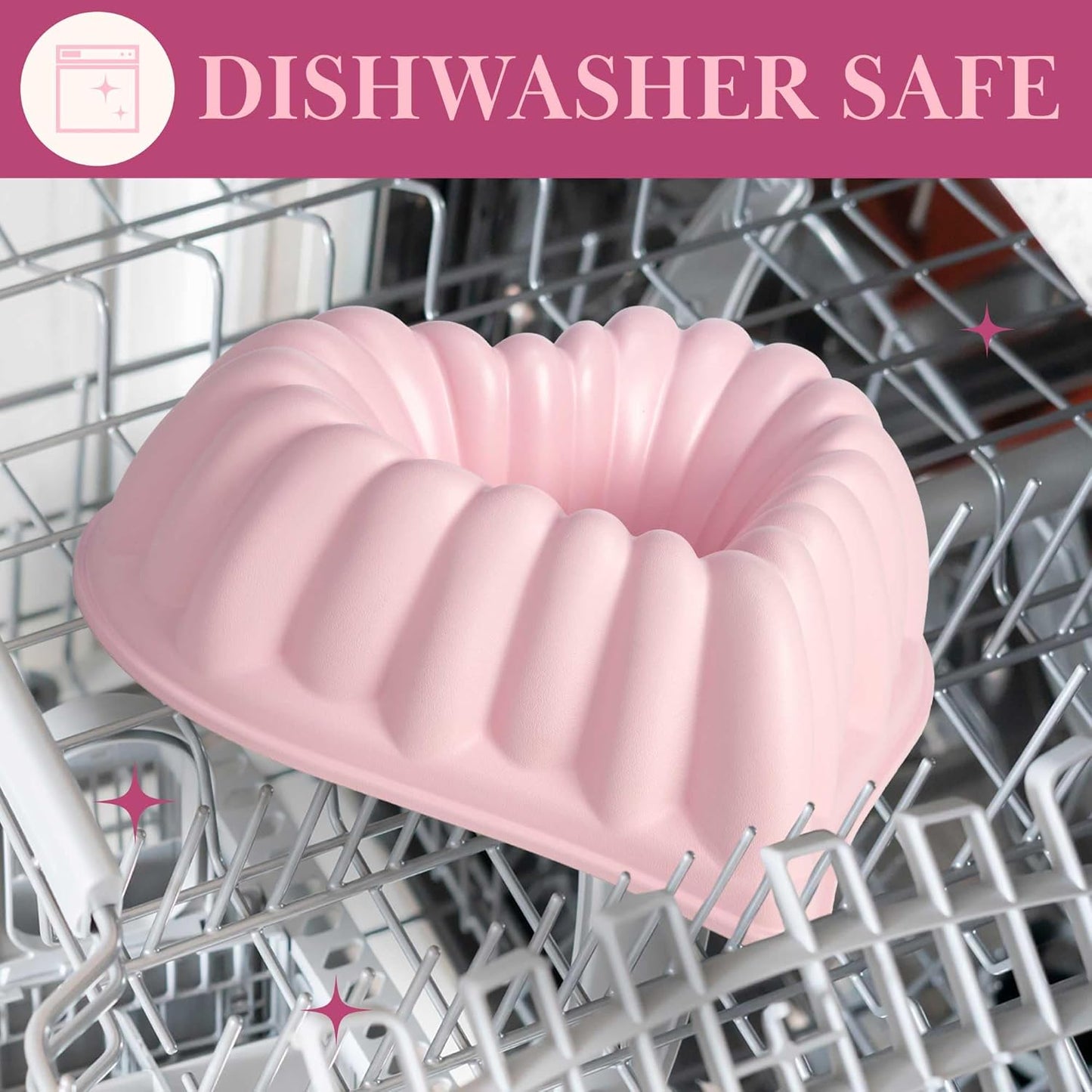 Romantic Heart-Shaped Bundt Cake Pan – Nonstick Fluted Baking Mold, Pink and White, 11.25” Large Size for Valentines & Celebration Cakes