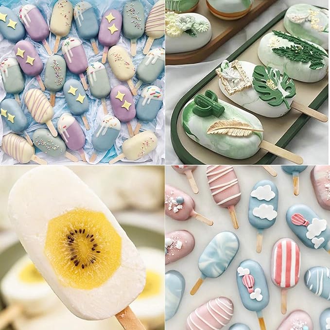 Popsicles Molds,2 Pack Homemade Cake Pop Molds, Reusable Silicone Ice Pop Cream/ Cakesicle Maker Molds