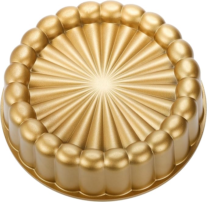 9.5 Inch Charlotte Cake Pan, Reusable Mold Fluted Cake Pan, Nonstick Aluminium Cake Mold with Flower Shape for Cheese Cake, Chocolate Cake, Strawberry Shortcake, Brownie Tart Pie