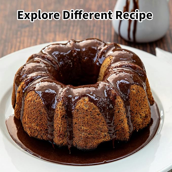9.5" Non-stick Cake Pan, Heavy Duty Carbon Steel Fluted Tube Round Baking Pan, Pound Cake Pan Mold,Tube Bakeware,Baking Mold for Jello,Gelatin,Chocoflan,Flan